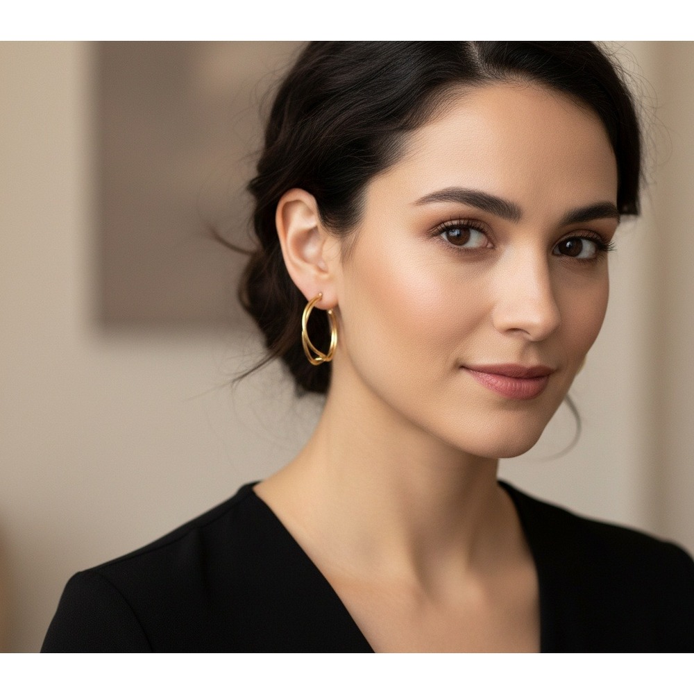Laundry by Shelli Segal Gold Tone Double Hoop Knot Earrings